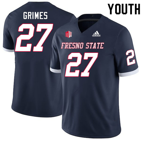 Youth #27 Gerayas Grimes Fresno State Bulldogs College Football Jerseys Stitched-Navy